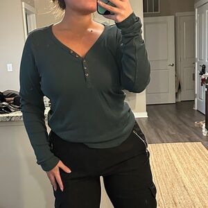 Melrose and Market Teal Long Sleeve Top